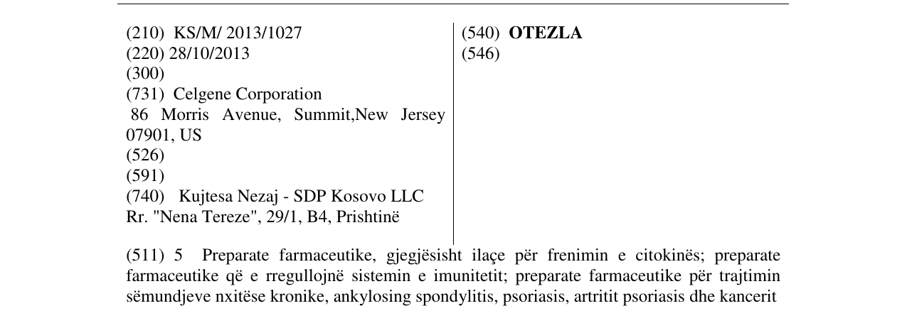Zëri i markës OTEZLA në buletin