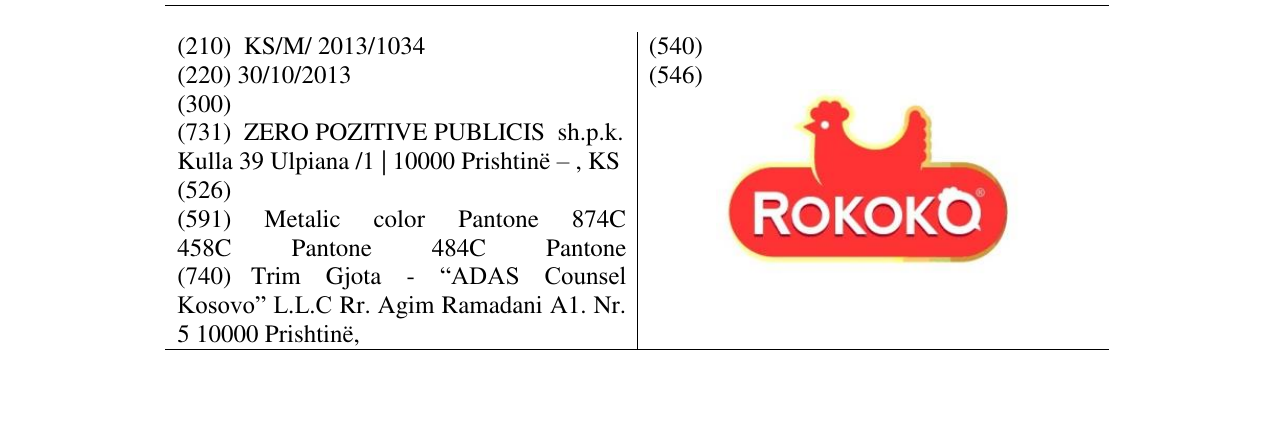 Zëri i markës ROKOKO në buletin