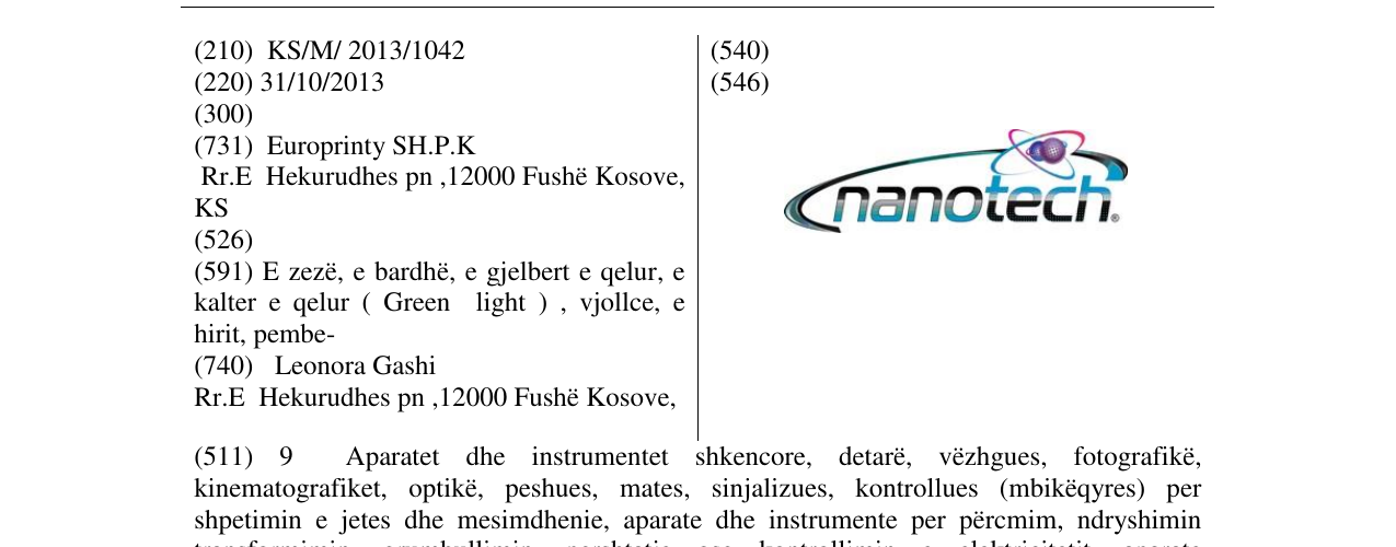 Zëri i markës nanotech në buletin