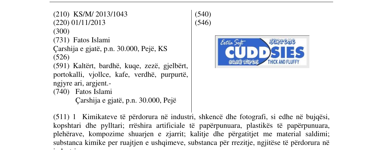 Zëri i markës CUDDSIES në buletin