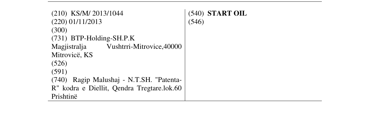 Zëri i markës START OIL në buletin