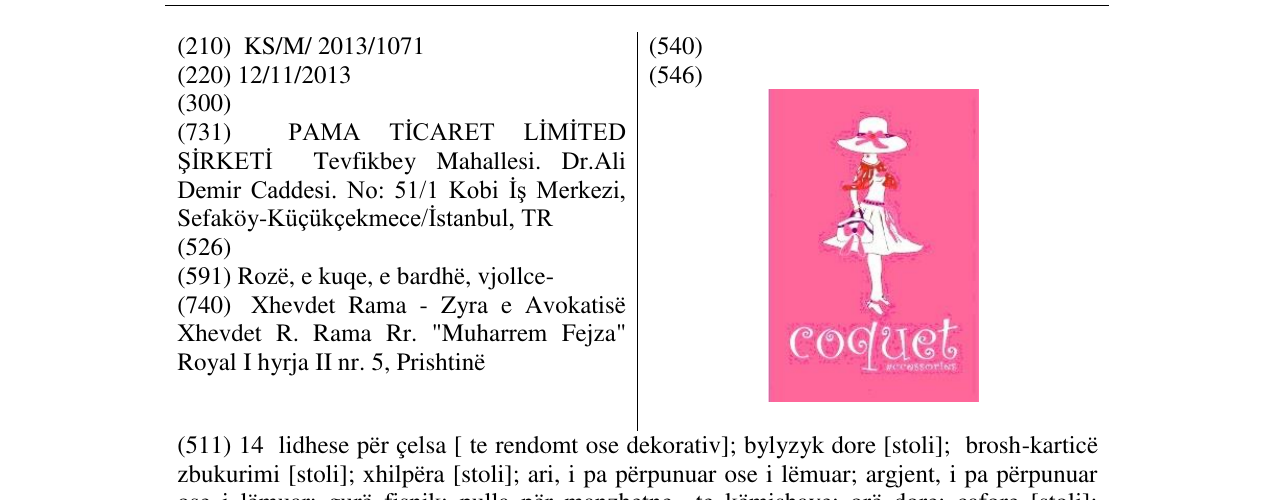 Zëri i markës coquet në buletin