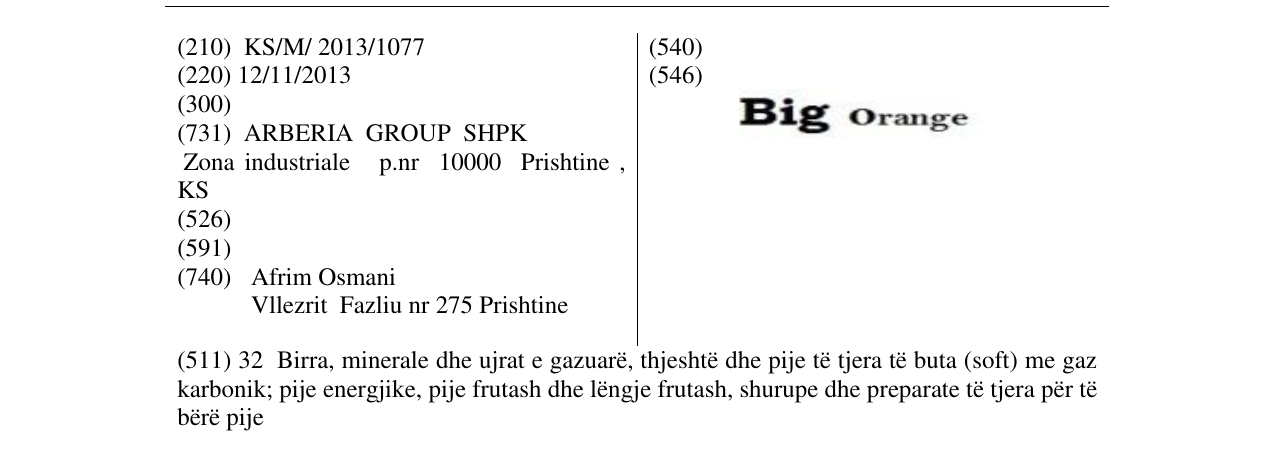 Zëri i markës Big Orange në buletin