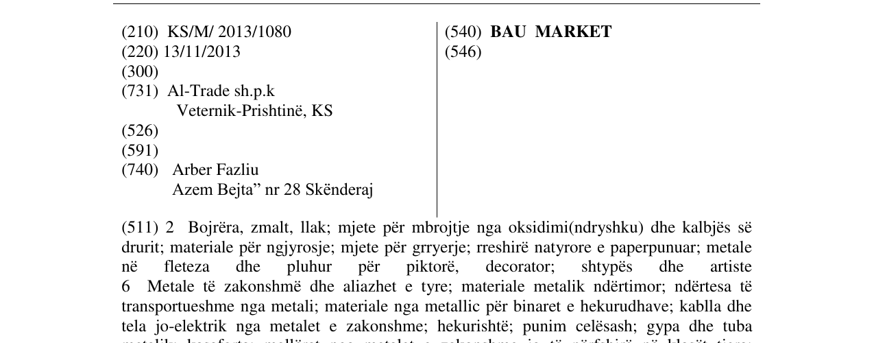 Zëri i markës BAU MARKET në buletin