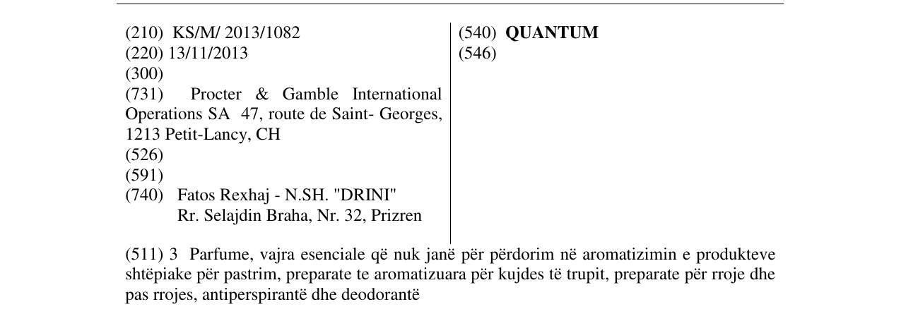 Zëri i markës QUANTUM në buletin