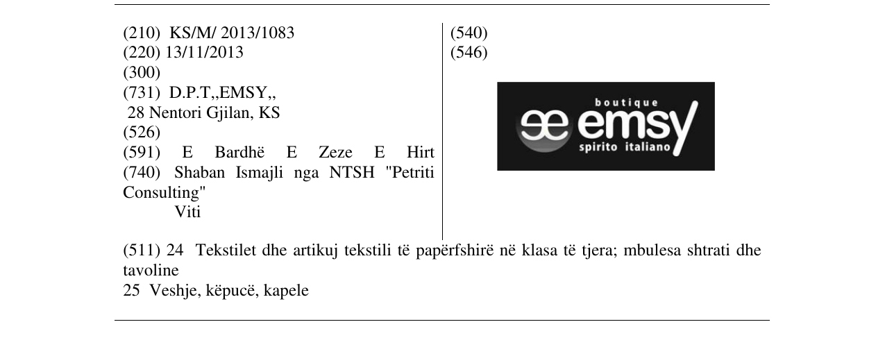 Zëri i markës emsy spirito italiano në buletin