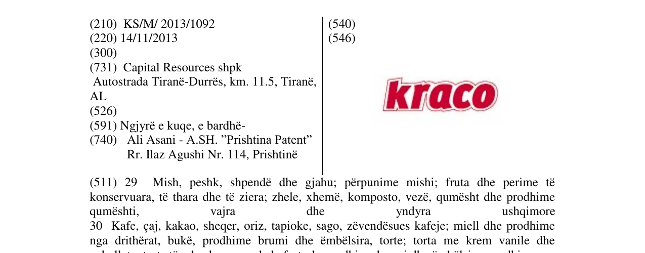 Zëri i markës kraco në buletin