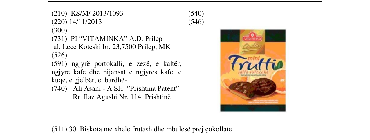Zëri i markës Frutti jaffa soft cake vitaminka në buletin