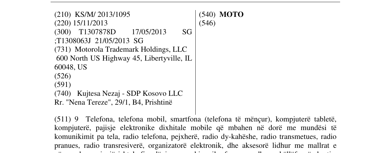 Zëri i markës MOTO në buletin