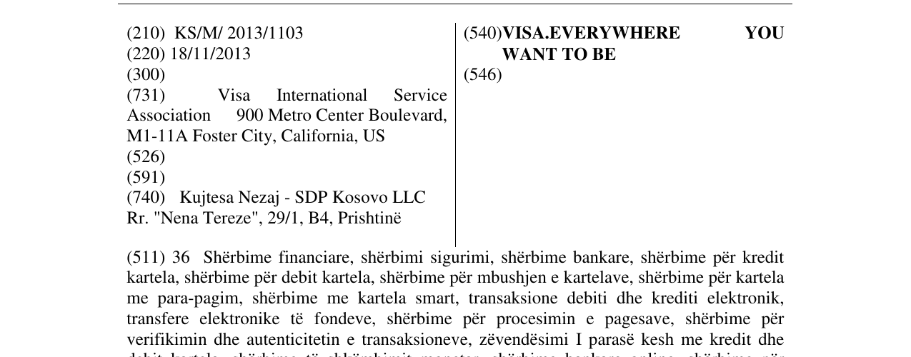 Zëri i markës VISA.EVERYWHERE YOU WANT TO BE në buletin