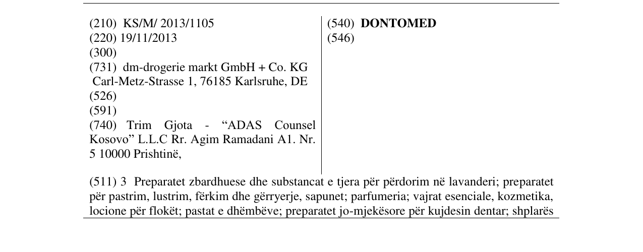 Zëri i markës DONTOMED në buletin