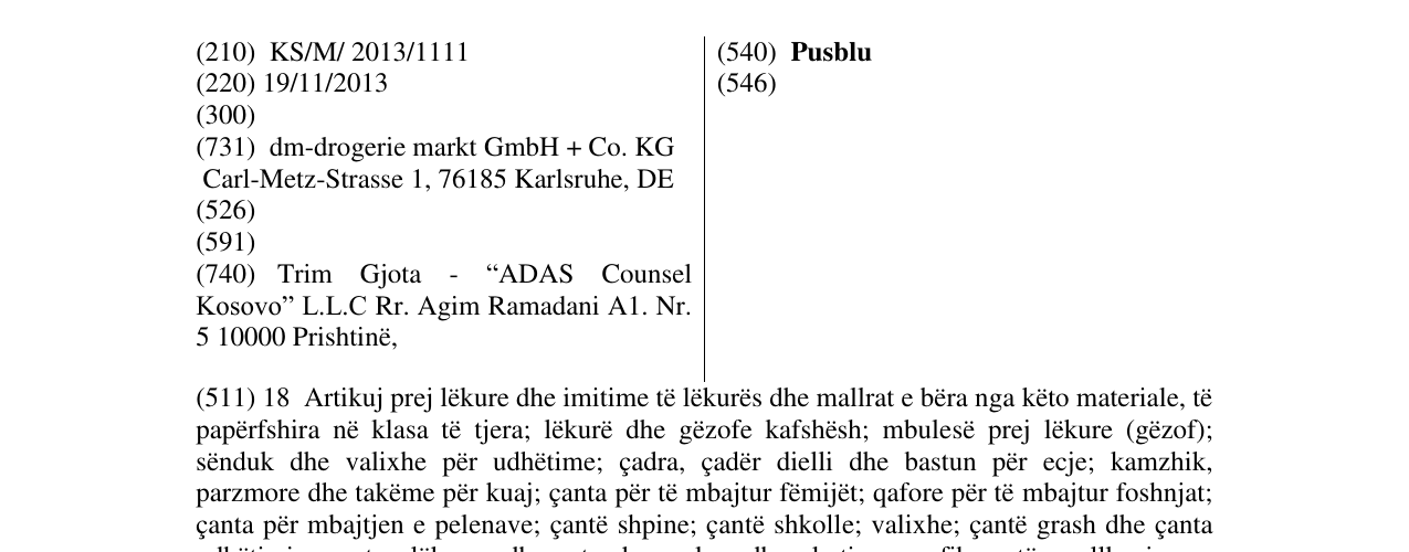 Zëri i markës Pusblu në buletin