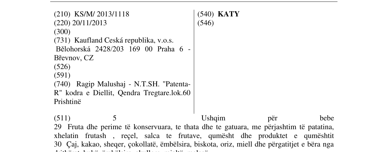 Zëri i markës KATY në buletin