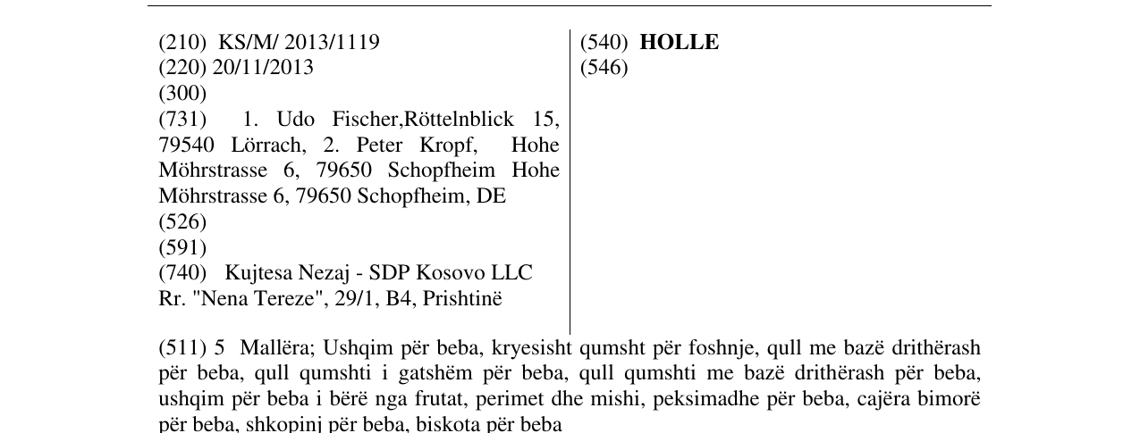 Zëri i markës HOLLE në buletin