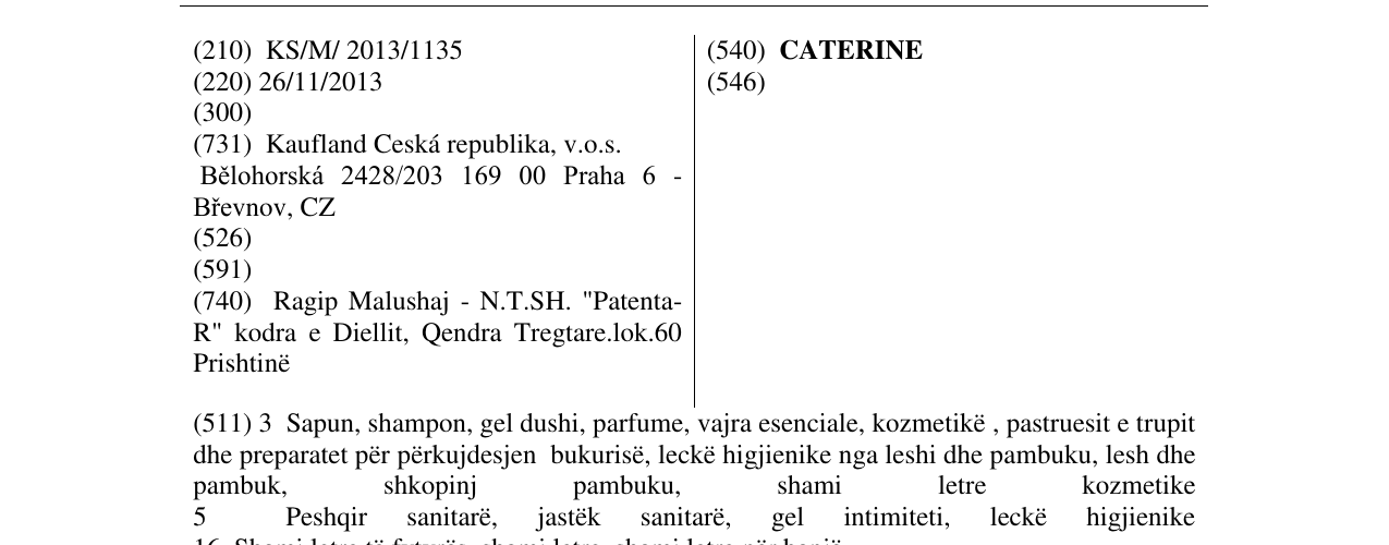 Zëri i markës CATERINE në buletin