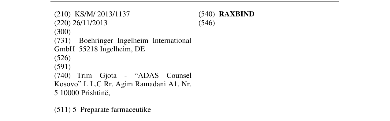 Zëri i markës RAXBIND në buletin