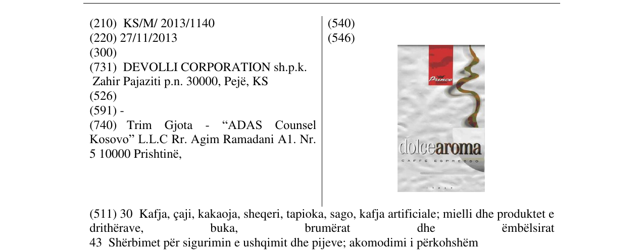 Zëri i markës dolcearoma në buletin