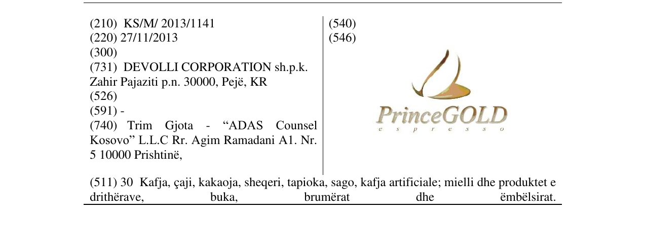 Zëri i markës PrinceGOLD në buletin
