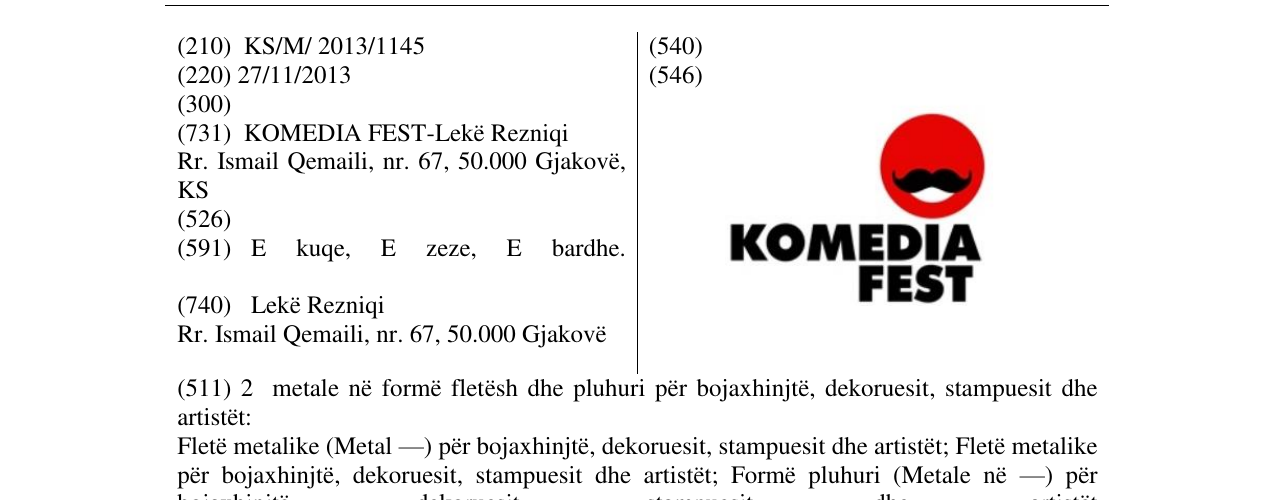 Zëri i markës KOMEDIA FEST në buletin