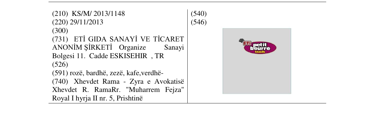 Zëri i markës petit beurre në buletin