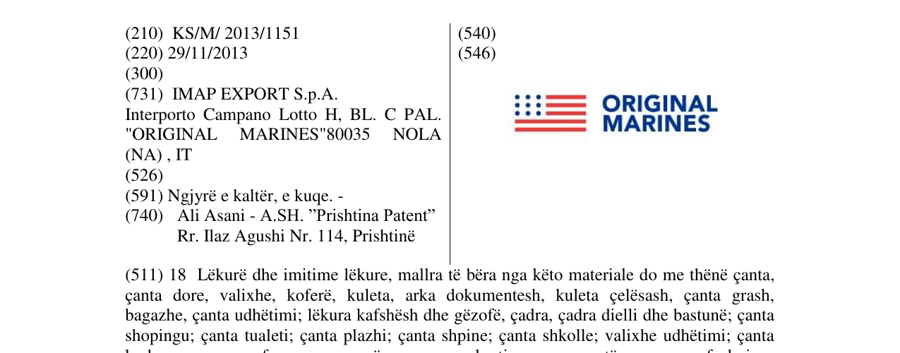 Zëri i markës ORIGINAL MARINES në buletin