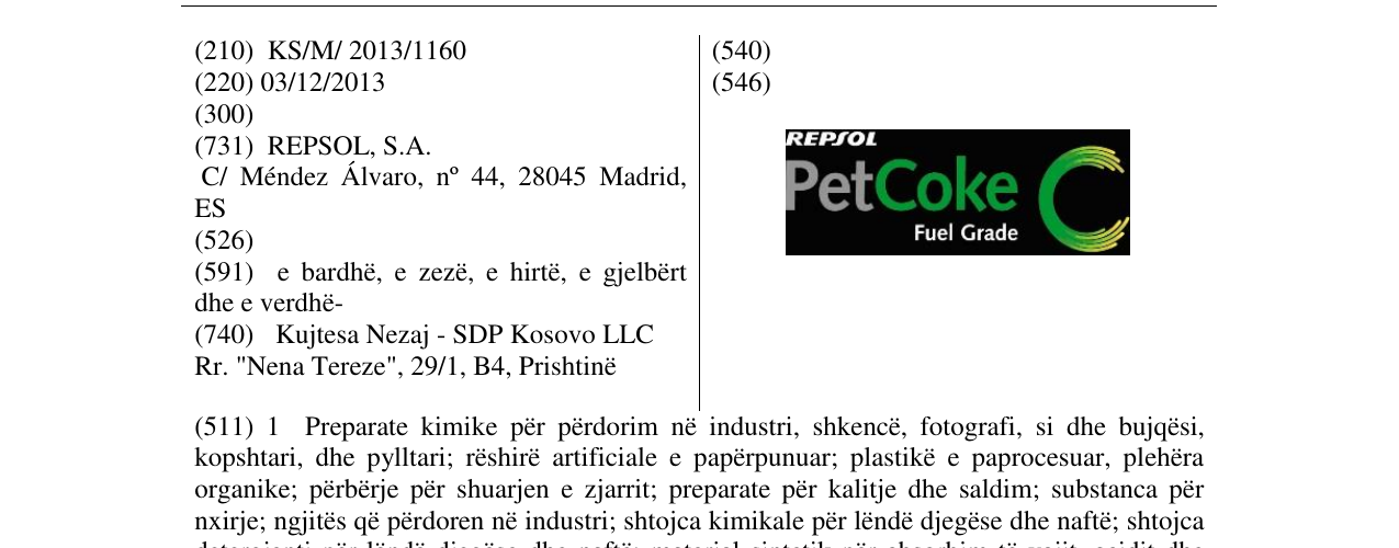 Zëri i markës RESPOL PetCoke Fuel Grade në buletin