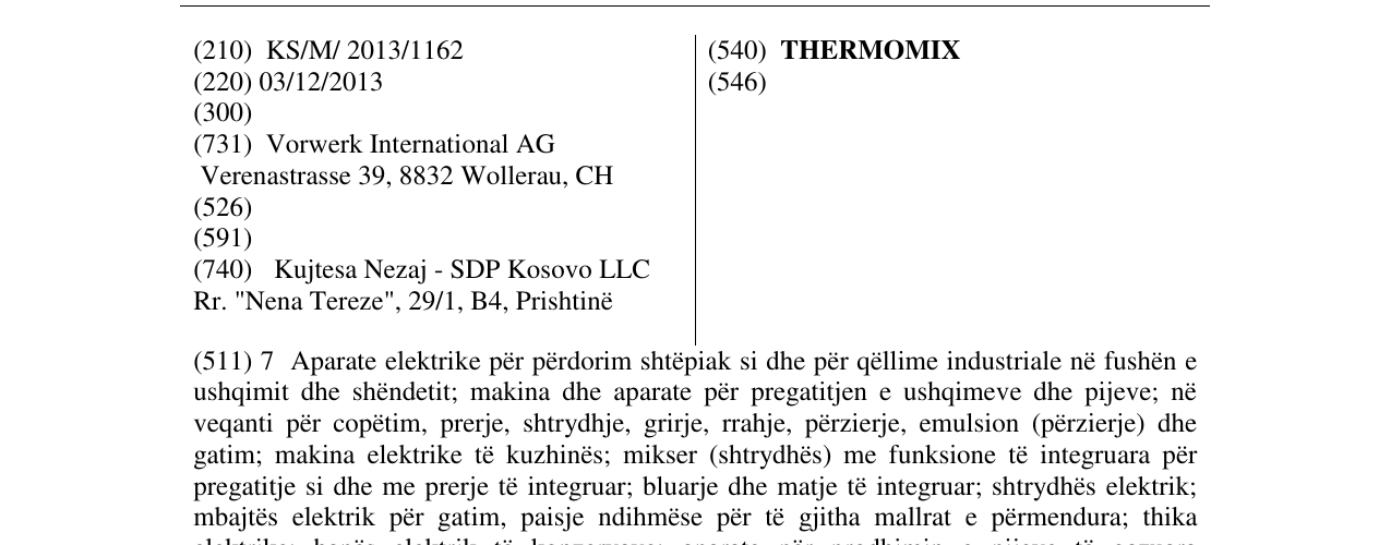 Zëri i markës THERMOMIX në buletin