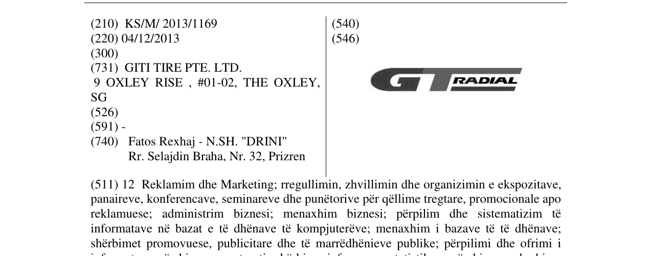 Zëri i markës RADIAL në buletin