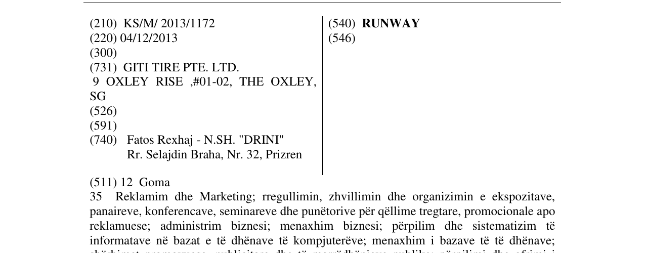 Zëri i markës RUNWAY në buletin