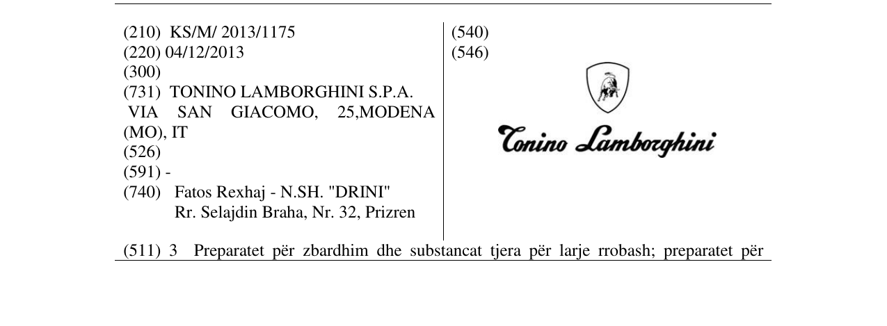 Zëri i markës Tonino Lamborghini në buletin