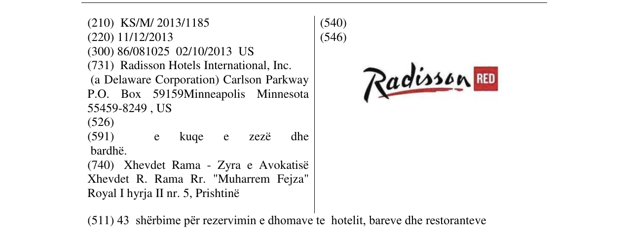 Zëri i markës Radisson RED në buletin
