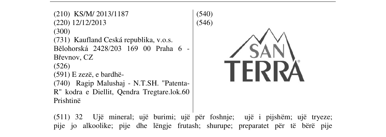 Zëri i markës SAN TERRA në buletin