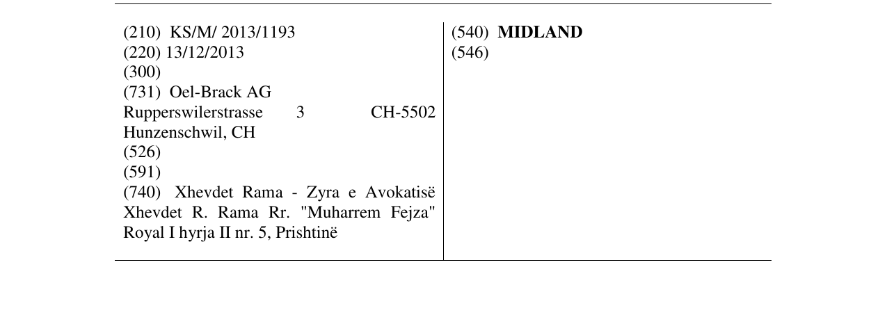 Zëri i markës MIDLAND në buletin