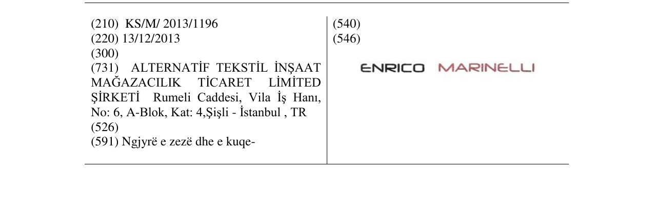 Zëri i markës ENRICO MARINELLI në buletin