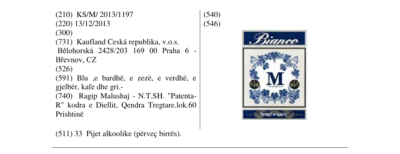 Zëri i markës Bianco M në buletin