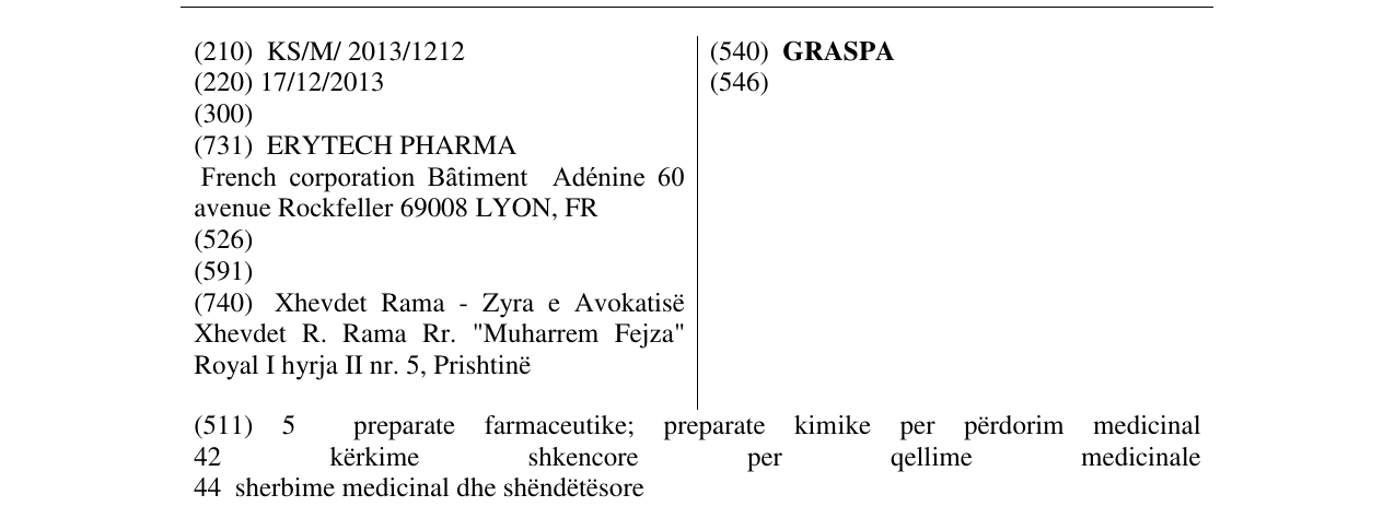 Zëri i markës GRASPA në buletin