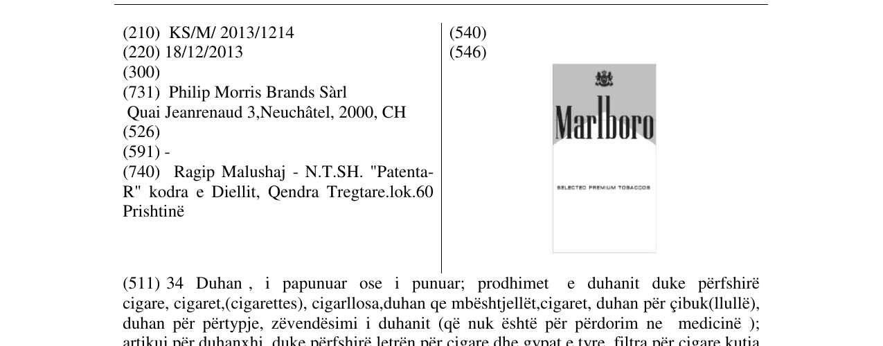 Zëri i markës Marlboro në buletin