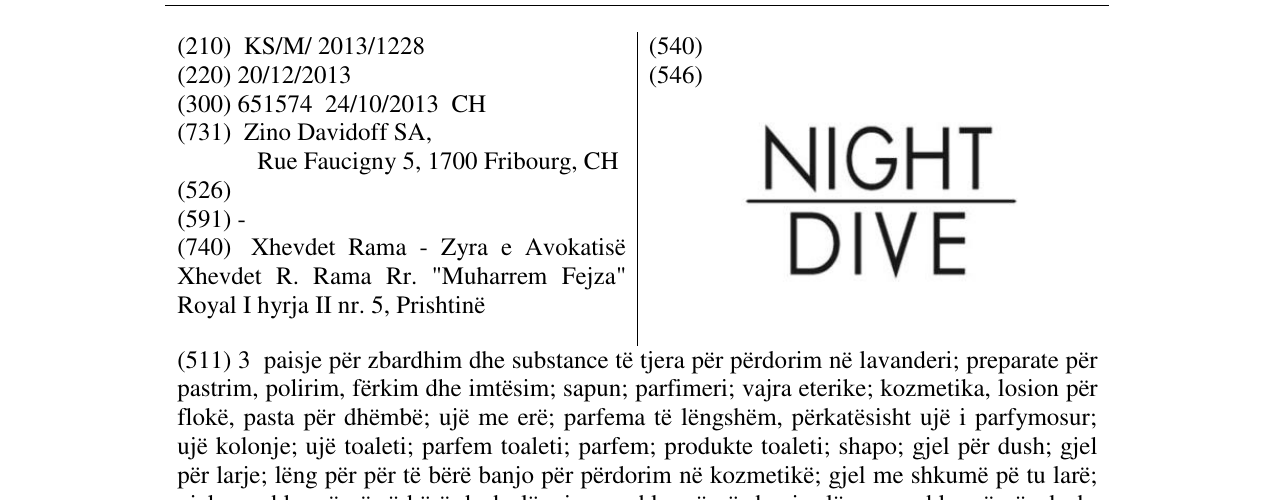 Zëri i markës NIGHT DIVE në buletin