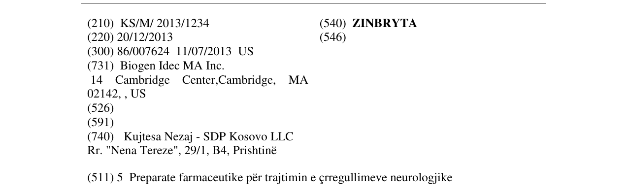 Zëri i markës ZINBRYTA në buletin