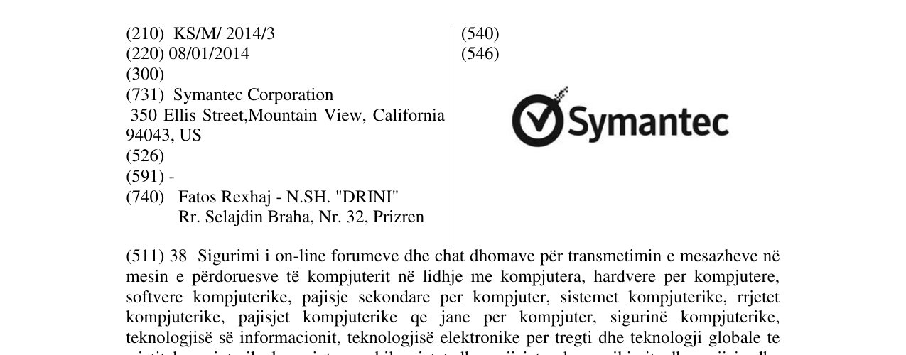 Zëri i markës Symantec në buletin