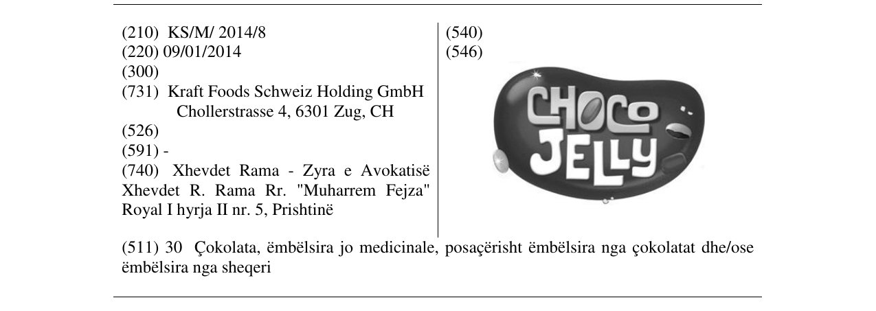 Zëri i markës CHOCO JELLY në buletin