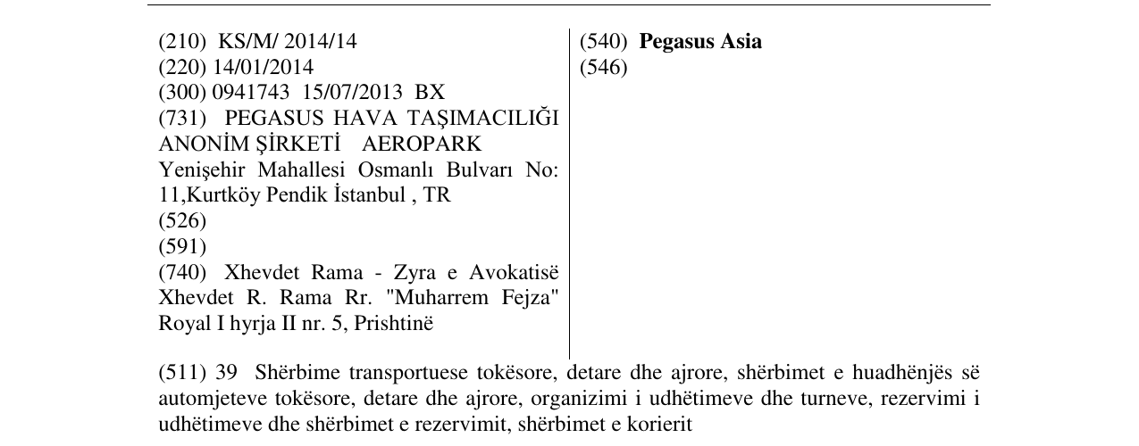 Zëri i markës Pegasus Asia në buletin