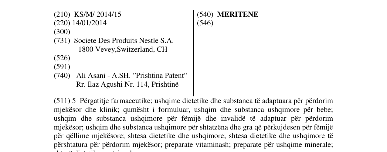 Zëri i markës MERITENE në buletin