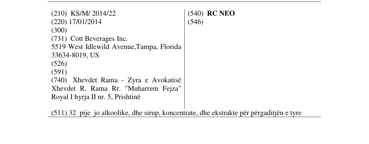 Zëri i markës RC NEO në buletin