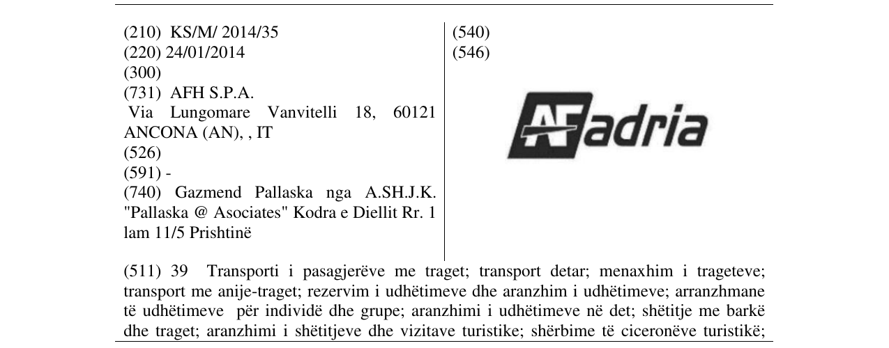 Zëri i markës AF andria në buletin