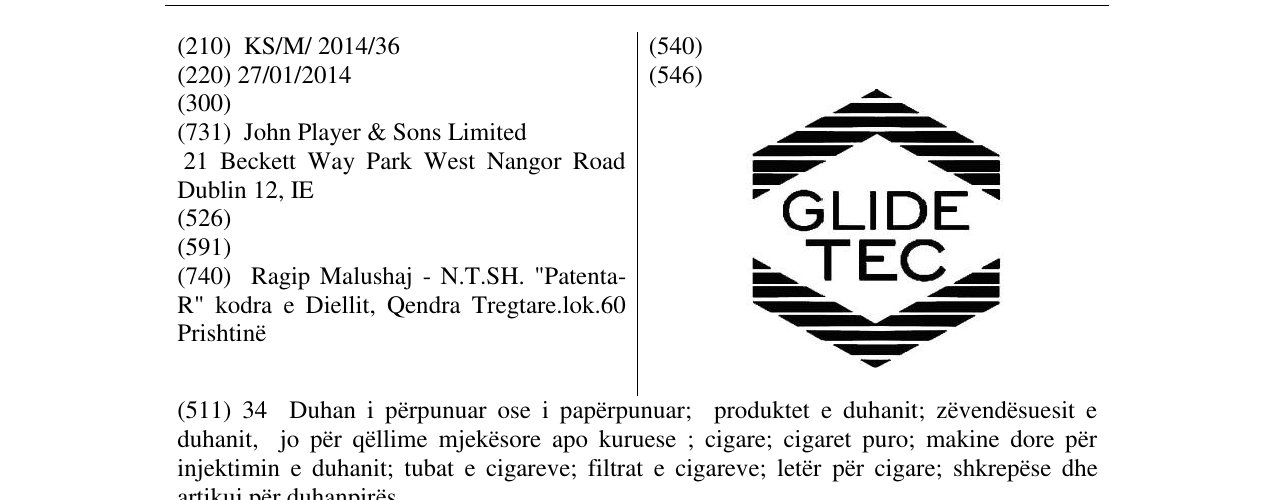 Zëri i markës GLIDE TEC në buletin