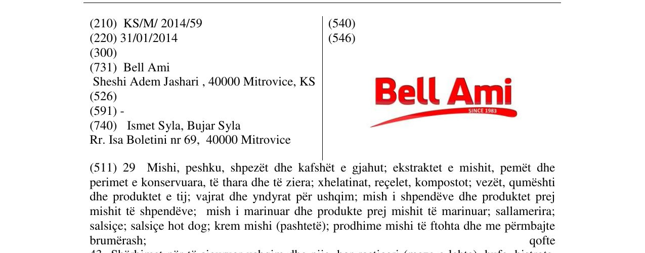 Zëri i markës Bell Ami në buletin