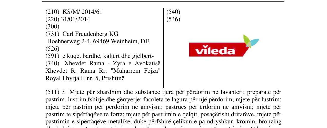 Zëri i markës vileda në buletin