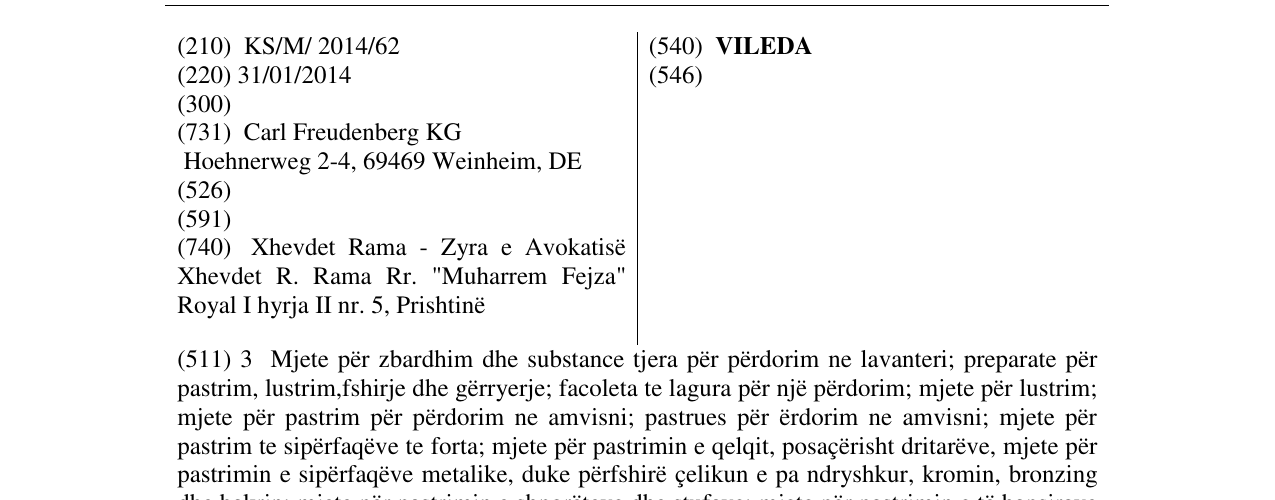 Zëri i markës VILEDA në buletin