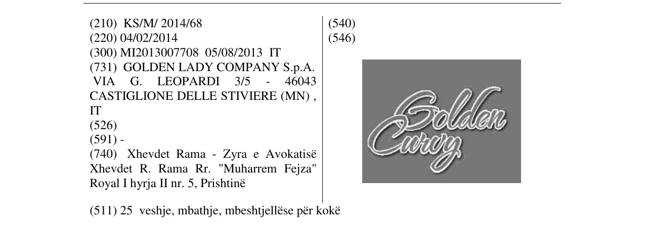 Zëri i markës Golden Curvy në buletin